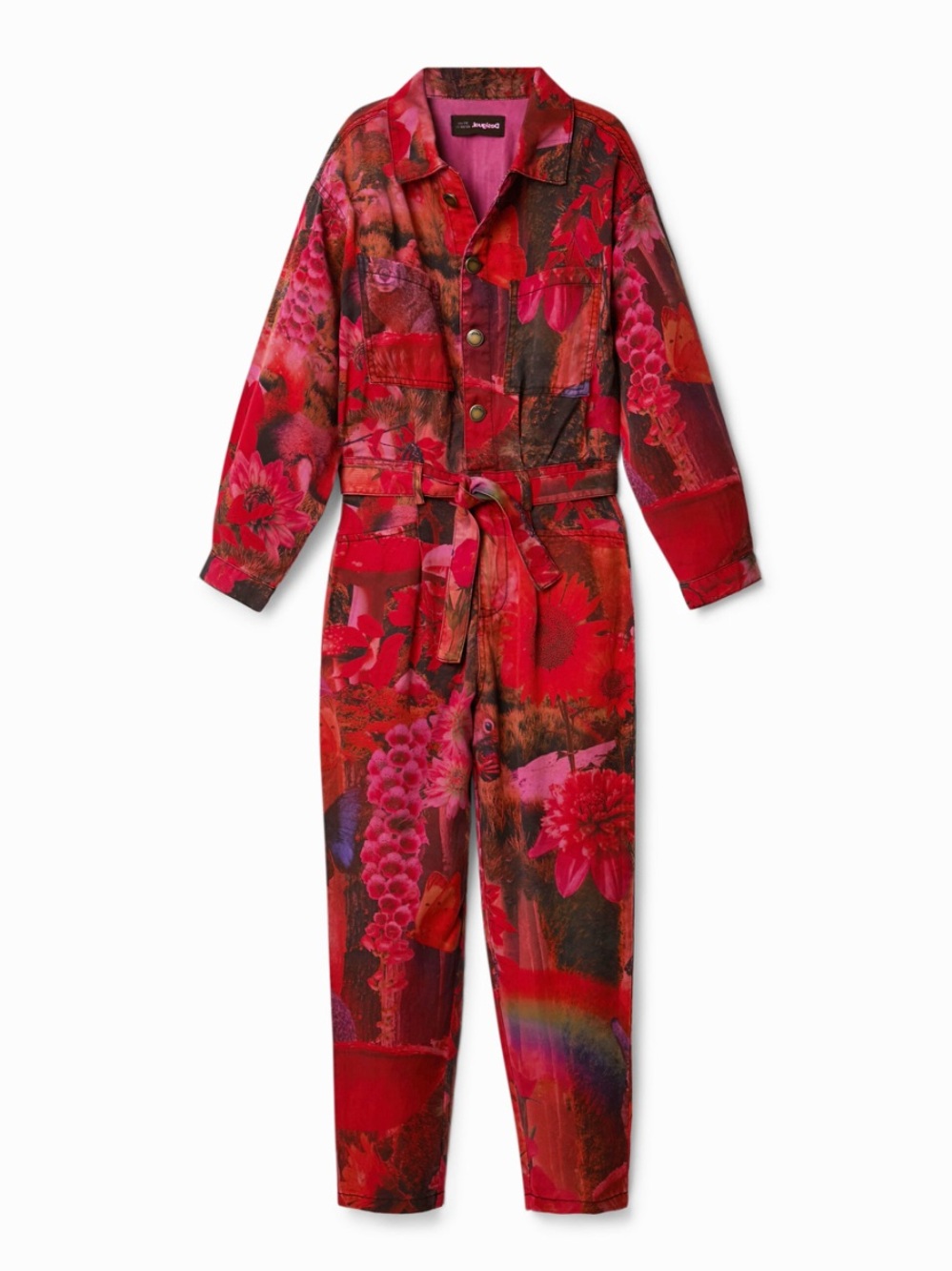 NWT Desigual Girls’ Jumpsuit Sz 11-12 Digital Print Animals Floral 100% Lyocell